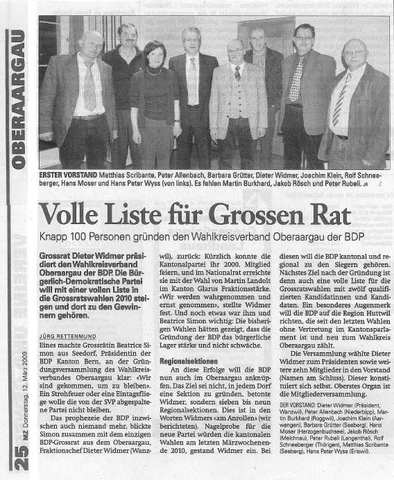 Gründung des BDP Wahlkreisverband Oberaargau